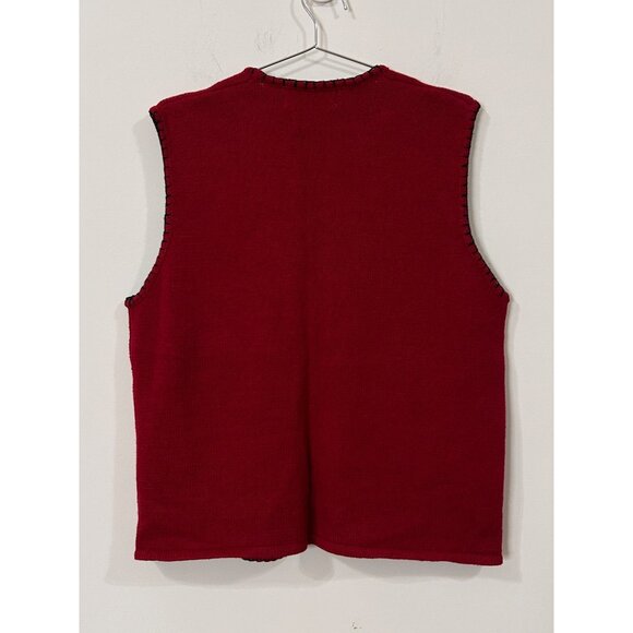 VTG JANTZEN Christmas Sweater Vest Women’s Red Holiday Snowman Tree Embroidered - Picture 2 of 7